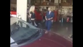 Sophie Evans Gives Her Mechanic an Upskirt Getting Him Horny for Anal