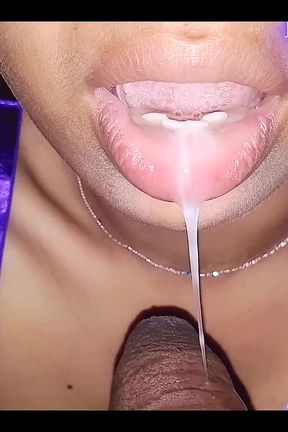A Lot of Milk Inside the Mouth of My Horny Stepsister