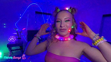 Rave Slut Alexandra Quintezz Reveals Her Butt Plug In Brian's Neon Den