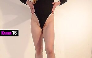 Super cute KarmaTS dancing striptease in sportswear