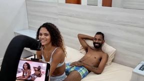 Behind the scenes of a recording with the young Karina Mello giving anal and vaginal sex to three friends in a motel
