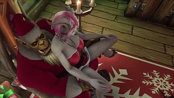 Sexy Demon Girl sit&#039_s on Orc Santa&#039_s Lap | Warcraft Parody