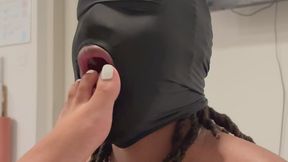 Gagging my foot slave for the first time