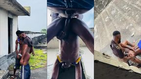 two macho men fucking outdoor after they played football
