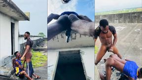 two macho men fucking outdoor after they played football