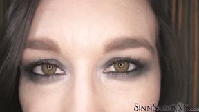”Sinn Sage Highlights Stunning Hazel Eyes In Close Up For Camera View”