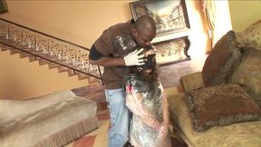 Big ass white chick gets anally screwed by big and hard black cock