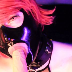 Pink Hair Latex Sissycat Sucking Dick