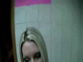 Amazing blonde wife sucking and fucking in the bathroom