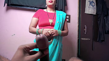 Stepmother Undress in front of son and She gives Footjob and taking Cum in mouth in HINDI VOICE.