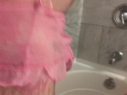 Panties Wedgie! Sissy Belly Bulge, Belly Fingering, Big Ass! Clothed Shower