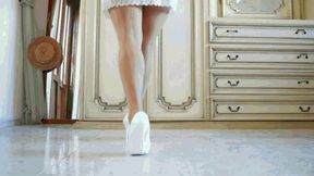 White dress, white Classic Pumps, tan-nylons part 1 AVI(1920x1080)FHD