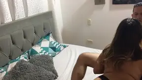 Hot blonde amateur gives hubby's cock a horny blowjob at home