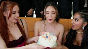 i get invited to a birthday party and it ends in an orgy with double penetrations and multiple squirts