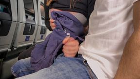 Public Cock Flashing in airplane - I made Stranger to Cum. Risky Handjob during flight