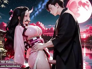 Nezuko gets fucked demonically in all positions. Demon slayer Hentai. Anime. AI generated manga
