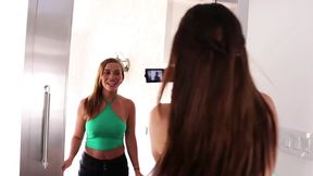 Lesbo girls film each other while sex