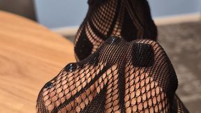 Giantess POV & Soles over Desk: Meeting in Patterned Lace Nylons (No Face)