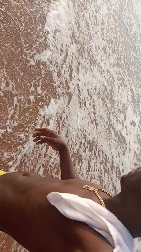 Having Fun on the Beach of Cotonou Alone for the First Time