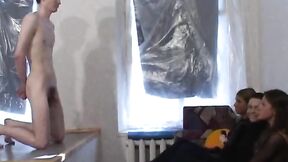 Russian femdom high heel ballbusting & foot kicking slave