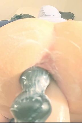 Thicc Femboy Taking 2 Dildos Doggystyle