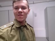 Russian soldier spits