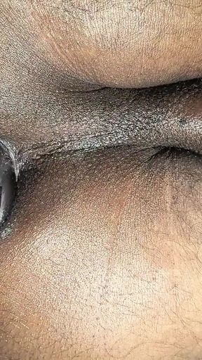 Close-up Deep BIG Butt Plug Masturbation Indian Brown  Tight Pink Asshole   Clip 2