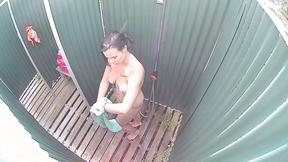 ”Young step mother Naked Showering in Public”