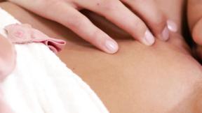 ”Sexy brunette shows beautiful blonde how to enjoy lesbian sex”