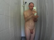 Kudoslong showers his uncut cock is small and flaccid he washes, towels down and gets dressed