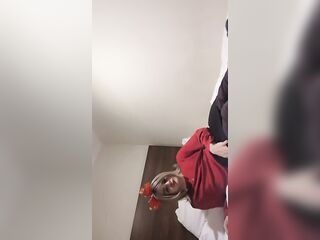 Girly Heather Ashley undresses naked, cums from her giant hotty rod