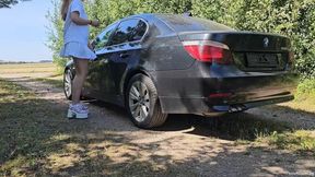 Driving BMW e60 in Very High Heels Pt 2