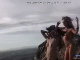 three Angels in Bikinis on a Mountain Top Get Bare and Play with Each Other