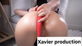 Slutty asian girl sticks a red snake dildo in her asshole and then she also sticks it in her pussy and has an orgasm with lots of cream pussy
 💦💦💦