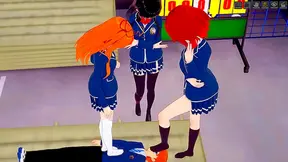 Feisty Anime Vixens Pleasure Submissives with Tongue, Rim Jobs Feet