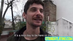 Mustached Marc savors my lean boner and big balls for extra cash