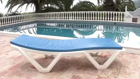 Amazing Blonde Lesbians Play with a Dildo Poolside