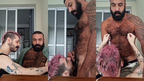 servindo o macho peludo suado