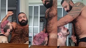 servindo o macho peludo suado