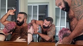 servindo o macho peludo suado