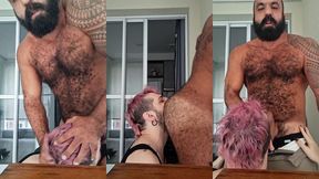 servindo o macho peludo suado