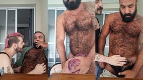 servindo o macho peludo suado