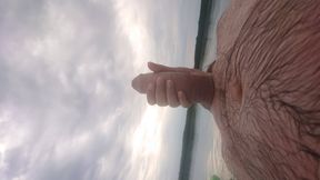 Ex-wife gives handjob to my hard cock in inflatable boat on lake