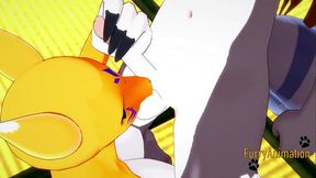 Digimon Hentai - Taomon &amp_ Grey Fox blowjob handjob boobjob and fucked with multiples cumshot 1/2