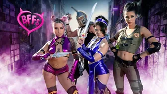 Mortal Kombat XXX Cosplay Gangbang with Petite Tattooed Sluts