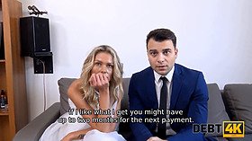 Debt collector tracks down sexy bride and they have affair