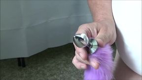 Old man destroyed by massive kigurumi tail stuffed in tight gay ass