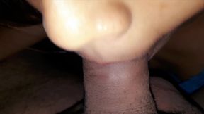 I give my husband a blowjob after work and he cums in my mouth a lot of cum