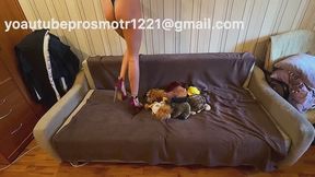 Nastya sexy hump soft toy and trampling + jumping on toy and bed very sexy teen ass (facesitting on toy)
