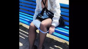 Pussy Flash - My Slutty Teacher Fingers Her Pussy In Public Park With People Watching - MissCreamy